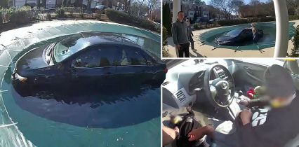 Woman protected by Pool Cover After Crashing in one